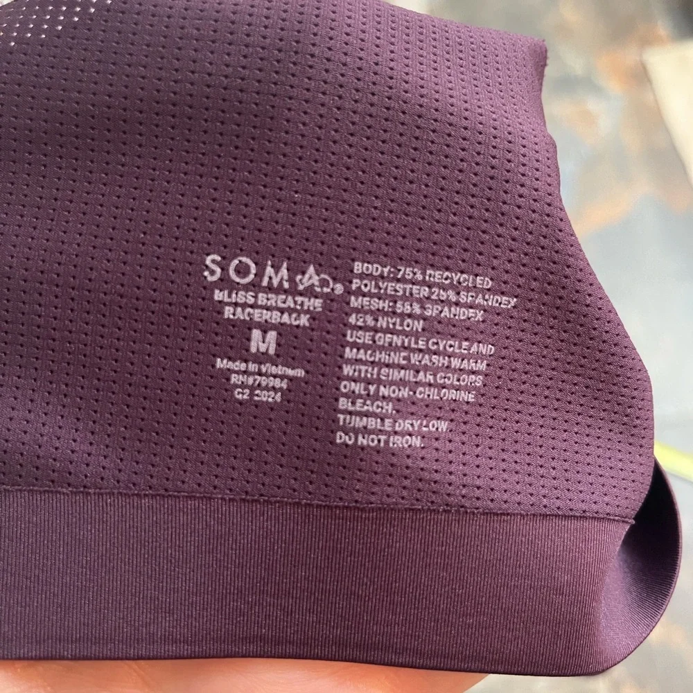 Soma bliss breathe racerback bra, size M, dark purple - Picture 4 of 4